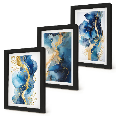 Conjunto de molduras com imagens Padrões abstratos azuis com detalhes delicados.