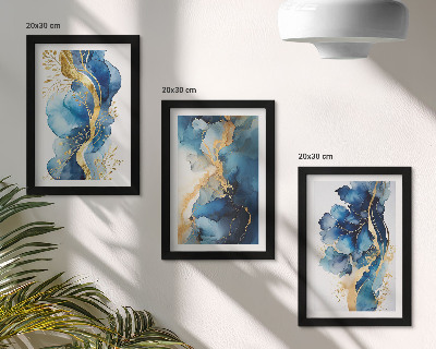 Conjunto de molduras com imagens Padrões abstratos azuis com detalhes delicados.