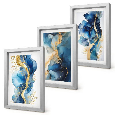 Conjunto de molduras com imagens Padrões abstratos azuis com detalhes delicados.