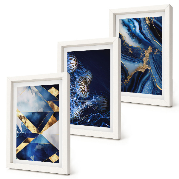 Conjunto de 3 quadros decorativos Padrões abstratos elegantes com detalhes.