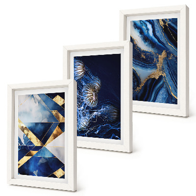 Conjunto de 3 quadros decorativos Padrões abstratos elegantes com detalhes.