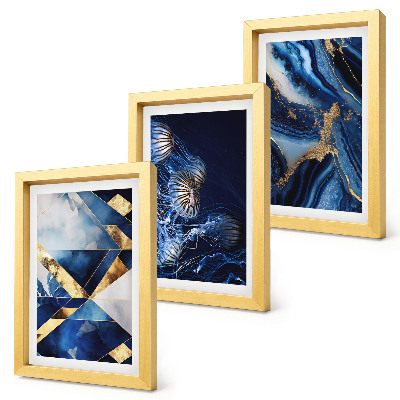 Conjunto de 3 quadros decorativos Padrões abstratos elegantes com detalhes.