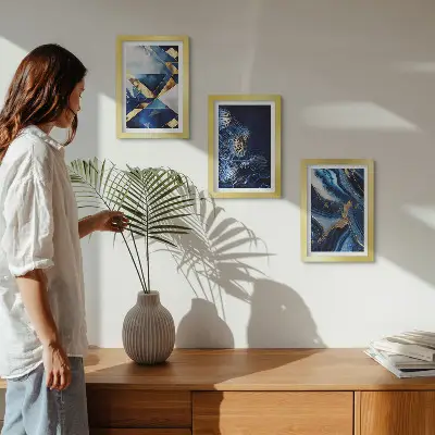 Conjunto de 3 quadros decorativos com padrões abstratos elegantes