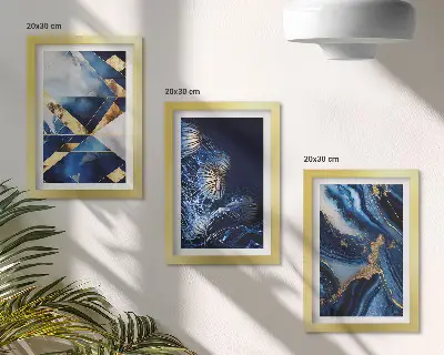 Conjunto de 3 quadros decorativos com padrões abstratos elegantes