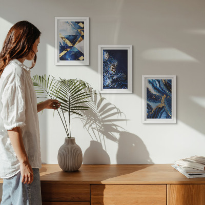 Conjunto de 3 quadros decorativos Padrões abstratos elegantes com detalhes.