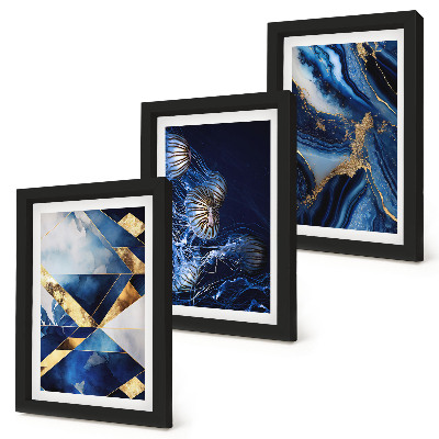 Conjunto de 3 quadros decorativos Padrões abstratos elegantes com detalhes.