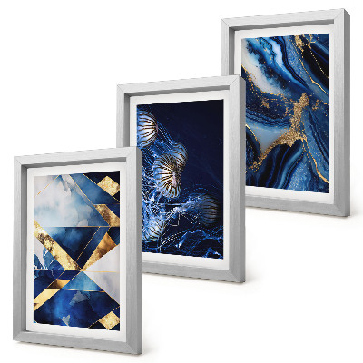Conjunto de 3 quadros decorativos Padrões abstratos elegantes com detalhes.