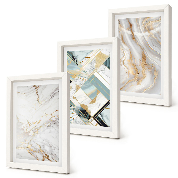 Tríptico com moldura Padrões abstratos de mármore elegantes e modernos