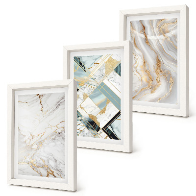 Tríptico com moldura Padrões abstratos de mármore elegantes e modernos