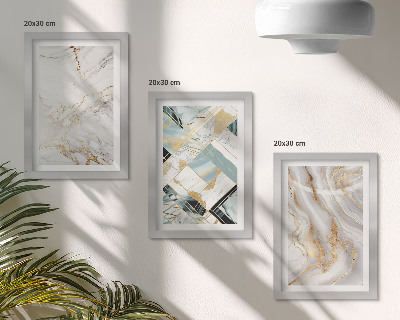 Tríptico com moldura Padrões abstratos de mármore elegantes e modernos
