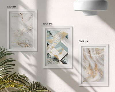 Tríptico com moldura Padrões abstratos de mármore elegantes e modernos