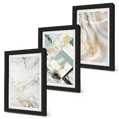 Tríptico com moldura Padrões abstratos de mármore elegantes e modernos