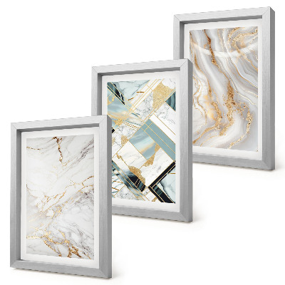 Tríptico com moldura Padrões abstratos de mármore elegantes e modernos