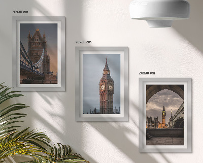 Conjunto de molduras com imagens Vista de Londres com a ponte e o Big Ben.