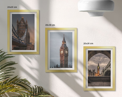 Conjunto de molduras com imagens Vista de Londres com a ponte e o Big Ben.
