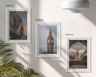 Conjunto de molduras com imagens Vista de Londres com a ponte e o Big Ben.