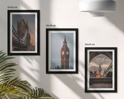 Conjunto de molduras com imagens Vista de Londres com a ponte e o Big Ben.