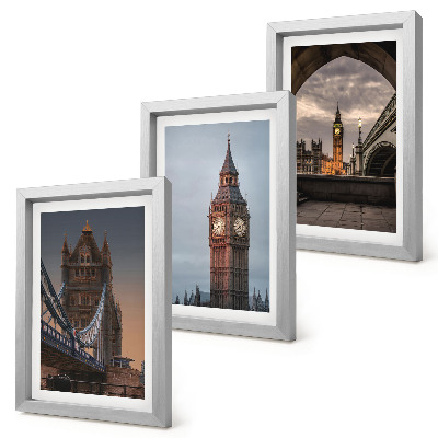 Conjunto de molduras com imagens Vista de Londres com a ponte e o Big Ben.