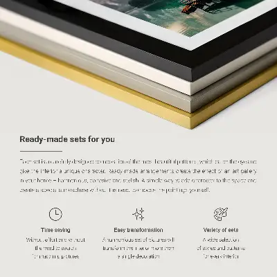 Tríptico com moldura plantas litorâneas, ondas do mar e vista de casas brancas