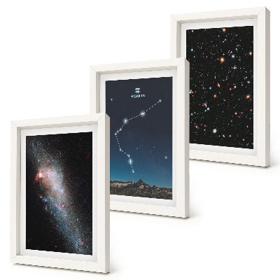 Tríptico com moldura Signo do zodíaco espacial galáctico: Aquário
