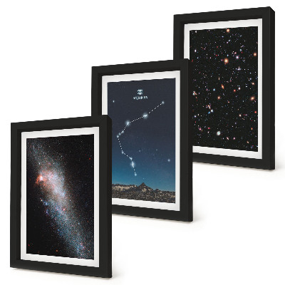 Tríptico com moldura Signo do zodíaco espacial galáctico: Aquário
