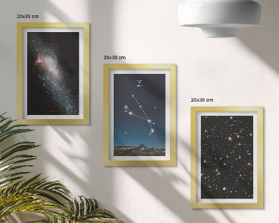 Conjunto de 3 quadros decorativos Paisagens cósmicas de galáxias e constelações do zodíaco de Áries