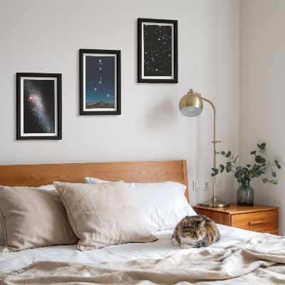Conjunto de 3 quadros decorativos Espaço com a galáxia e as estrelas da constelação de Câncer