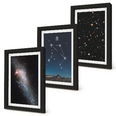 Conjunto de molduras com imagens Espaço, galáxia, constelação de Libra, céu noturno