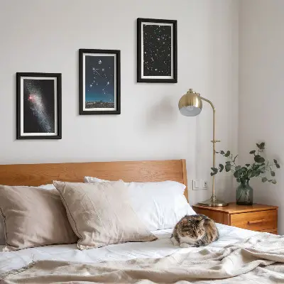 Conjunto de molduras com imagens tema de espaço galáxia constelação de libra e céu noturno