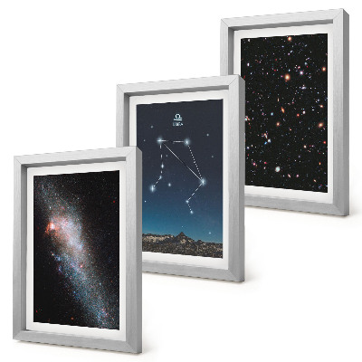 Conjunto de molduras com imagens Espaço, galáxia, constelação de Libra, céu noturno