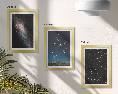 Tríptico com moldura Galáxias, constelações e o signo do zodíaco Sagitário