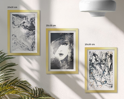 Tríptico com moldura Padrões abstratos em tons de preto e branco.
