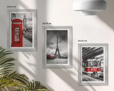 Conjunto de molduras com imagens cidades icônicas como Londres, Paris e transporte ferroviário