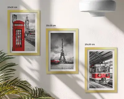 Conjunto de molduras com imagens cidades icônicas como Londres, Paris e transporte ferroviário