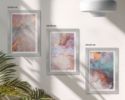 Conjunto de 3 quadros decorativos Padrões abstratos em tons pastel com detalhes.