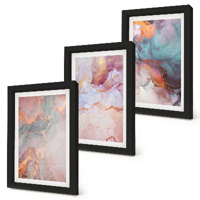 Conjunto de 3 quadros decorativos Padrões abstratos em tons pastel com detalhes.