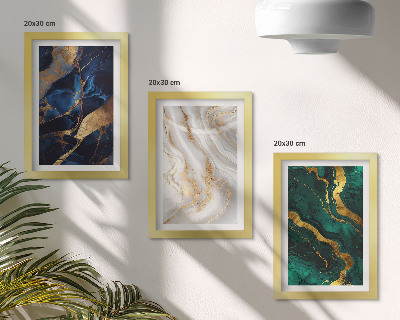 Conjunto de 3 quadros decorativos Padrões abstratos em tons de azul e verde.