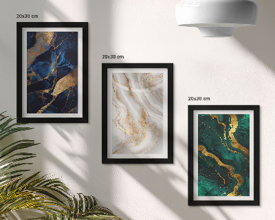 Conjunto de 3 quadros decorativos Padrões abstratos em tons de azul e verde.