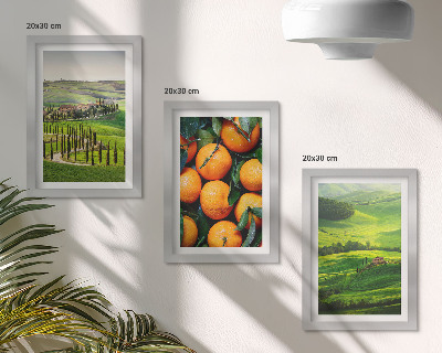 Conjunto de molduras com imagens Paisagem rural italiana com laranjas e natureza.
