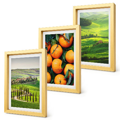 Conjunto de molduras com imagens Paisagem rural italiana com laranjas e natureza.