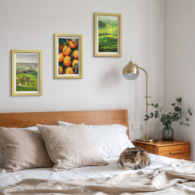 Conjunto de molduras com imagens Paisagem rural italiana com laranjas e natureza.