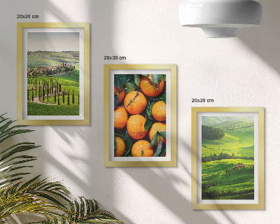 Conjunto de molduras com imagens Paisagem rural italiana com laranjas e natureza.