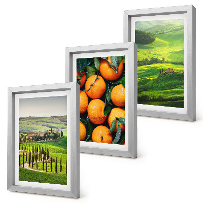 Conjunto de molduras com imagens Paisagem rural italiana com laranjas e natureza.