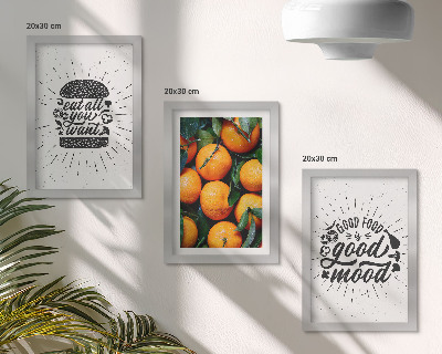 Conjunto de 3 quadros decorativos Motivos de cozinha e laranjas suculentas