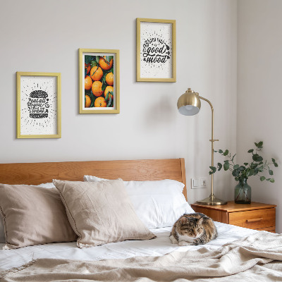 Conjunto de 3 quadros decorativos Motivos de cozinha e laranjas suculentas