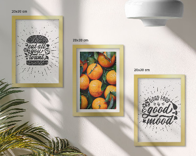 Conjunto de 3 quadros decorativos Motivos de cozinha e laranjas suculentas