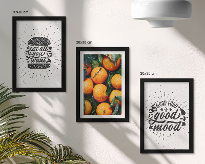 Conjunto de 3 quadros decorativos Motivos de cozinha e laranjas suculentas