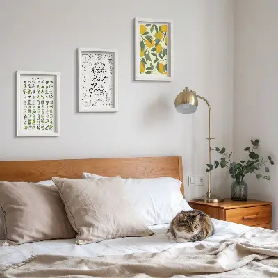 Conjunto de molduras com imagens com lista de ervas, placa de cozinha e limões pintados