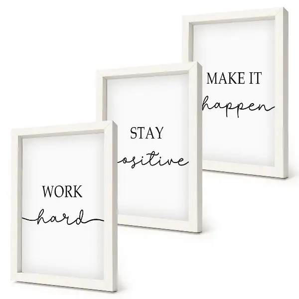 Tríptico com moldura frases motivacionais minimalistas inspiradoras