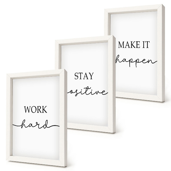 Tríptico com moldura Frases motivacionais minimalistas que inspiram